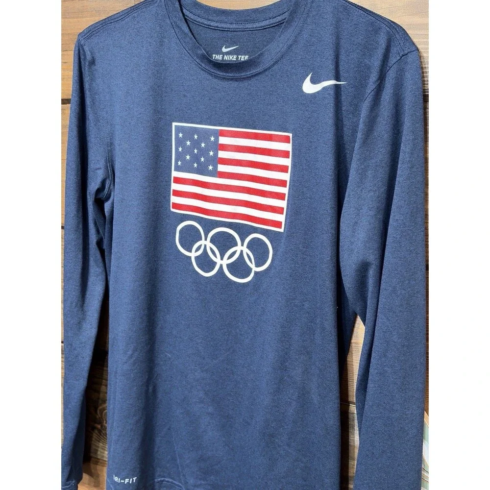 The Nike Tee Athletic Cut Size Small Dri Fit Long Sleeve Layering Top Olympic